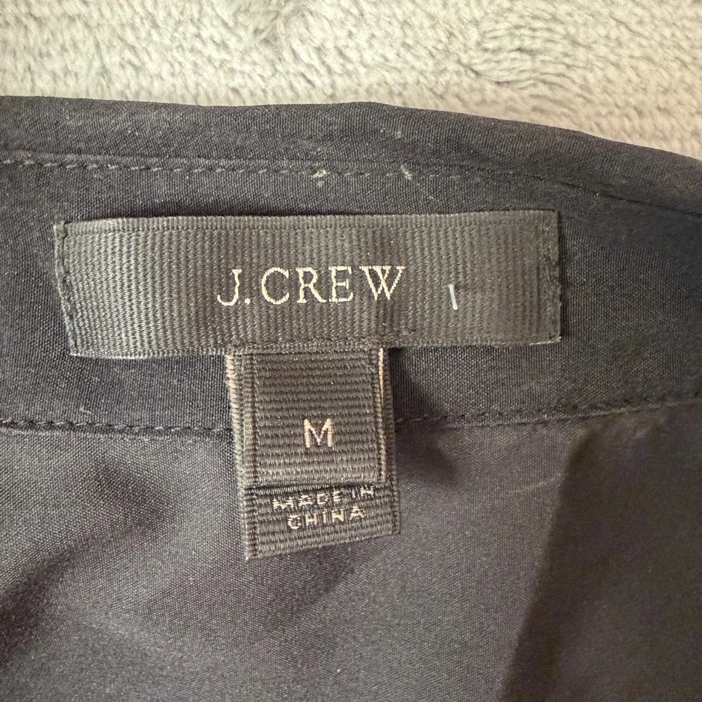 J.Crew Shirt Dress Womens‎ Medium Black 100% Silk Sleeveless Hidden Button Front
